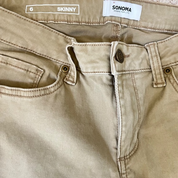 Sonoma Women's Jeans Size 6 Skinny Brushed Cotton Spandex Blend Tan EUC - Picture 7 of 11